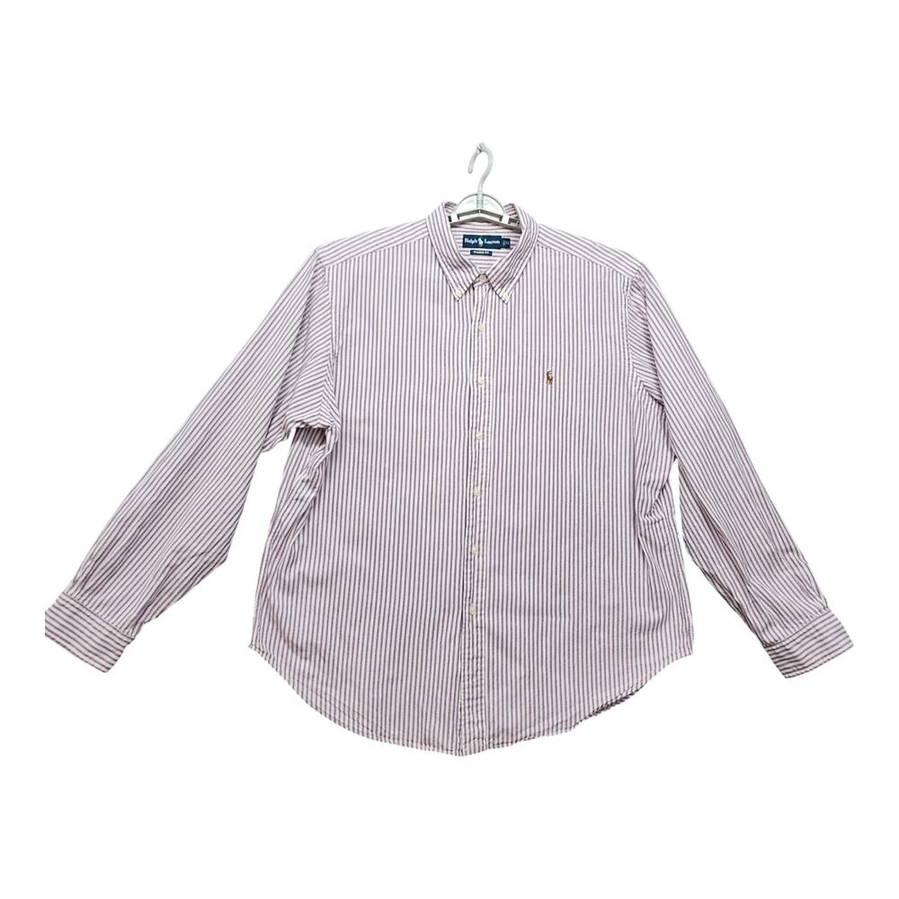 Ralph Lauren Classic Fit Shirt Men’s XXL Plum White Stripe Button Down Career - Picture 6 of 13
